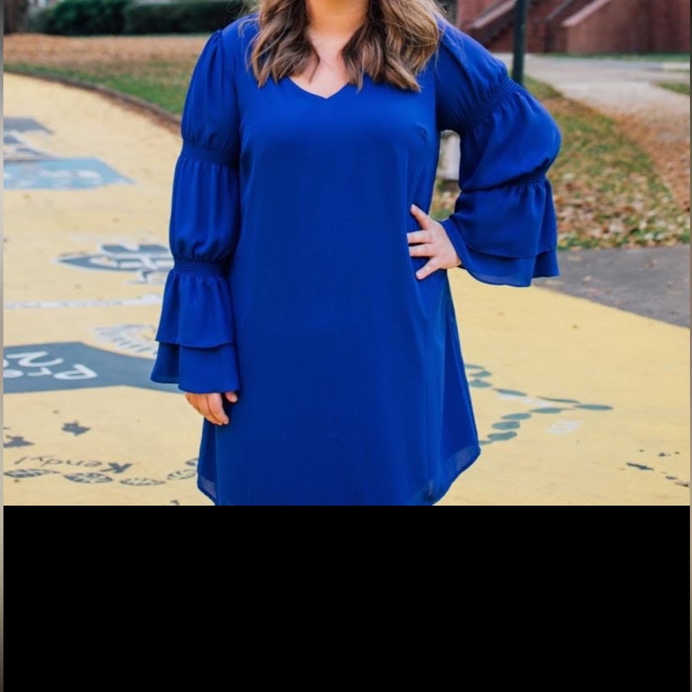 Blue Long Sleeve Dress